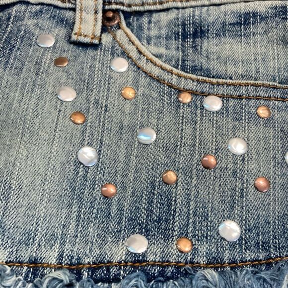 NWT Ruffle 11 Camo/Denim Y2K Mini Skirt - Picture 5 of 12